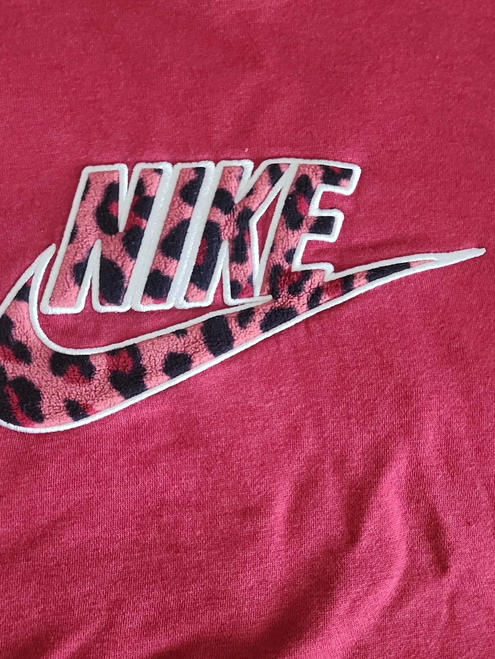 Nike Womens Red Hoodie Sweatshirt with Animal Print Logo 1x